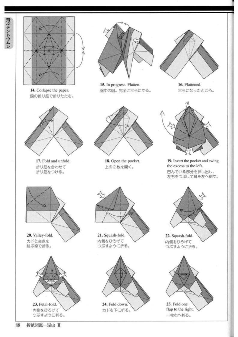 高级折纸：会飞的瓢虫折纸步骤图解 昆虫折纸之会飞的瓢虫