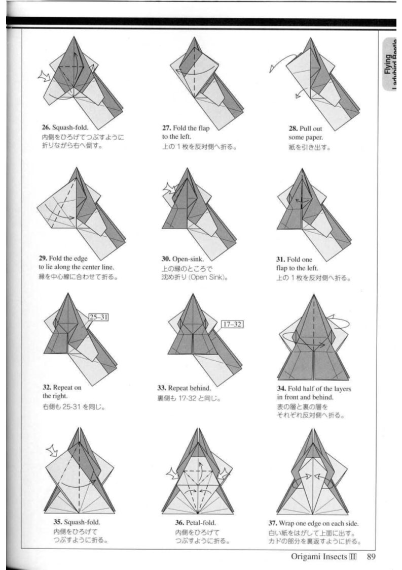 高级折纸：会飞的瓢虫折纸步骤图解 昆虫折纸之会飞的瓢虫
