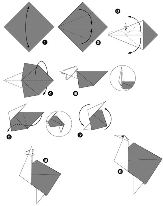 可爱的折纸鸵鸟的折法